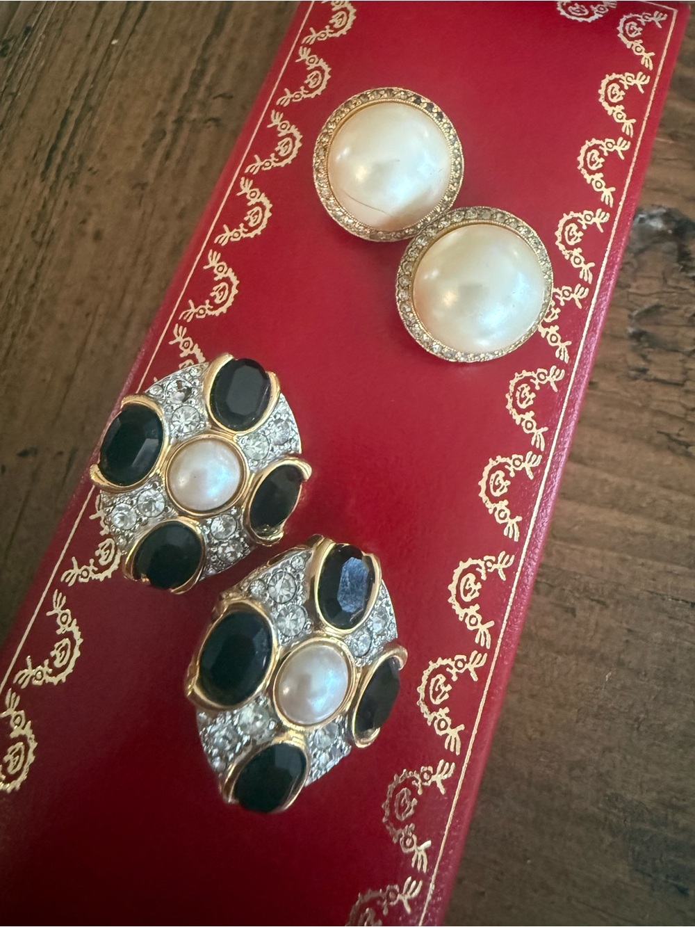 Vintage Marvella + Faux Pearl Rhinestone Clip-On Earrings – 2 Pair Bundle